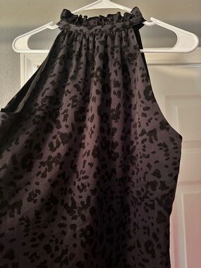 Drew Small Ruffle Neck Leopard Print Blouse